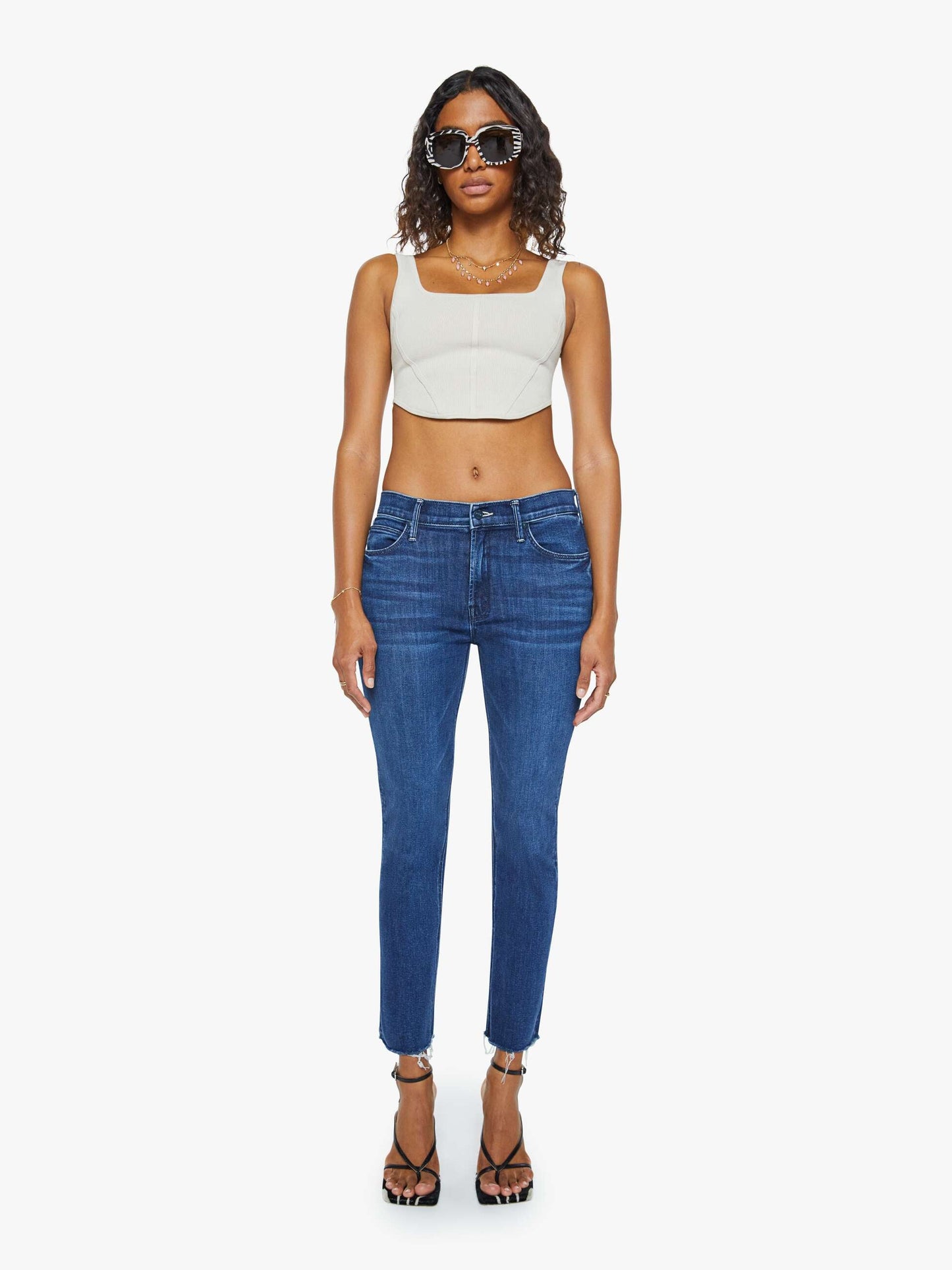 Mid Rise Dazzler Ankle Fray