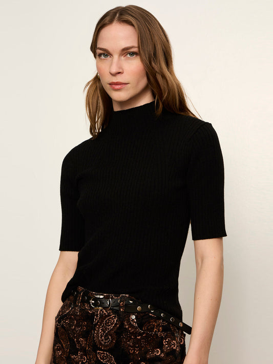 High Neck Ribbed Top