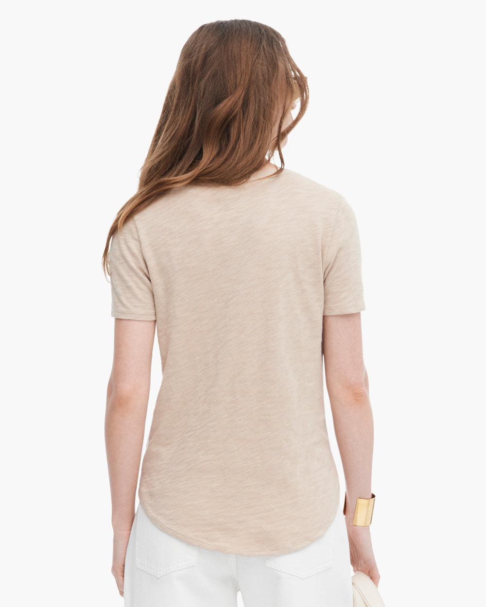 Slub Jersey Classic V-Neck-Dune