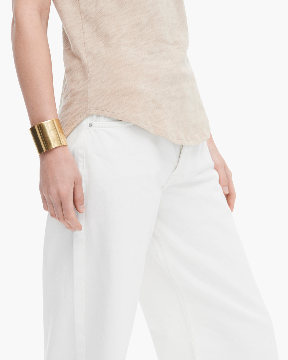 Slub Jersey Classic V-Neck-Dune