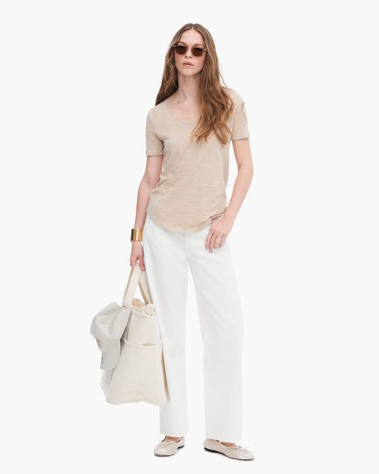 Slub Jersey Classic V-Neck-Dune