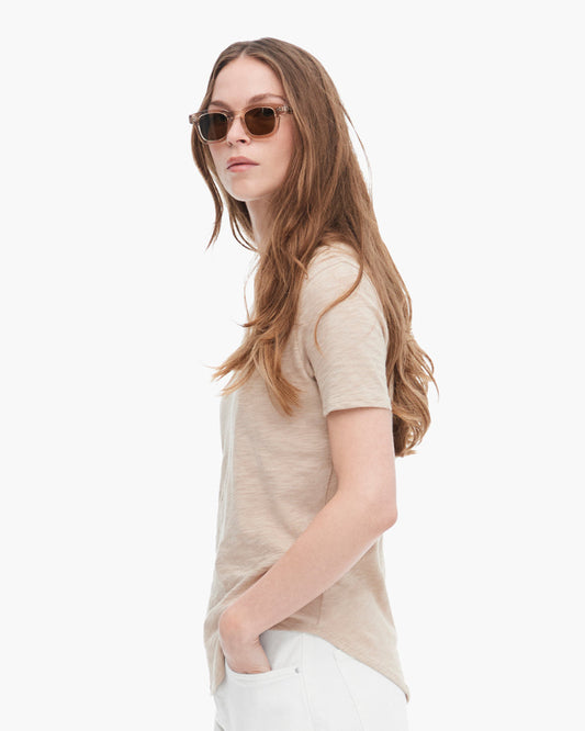 Slub Jersey Classic V-Neck-Dune