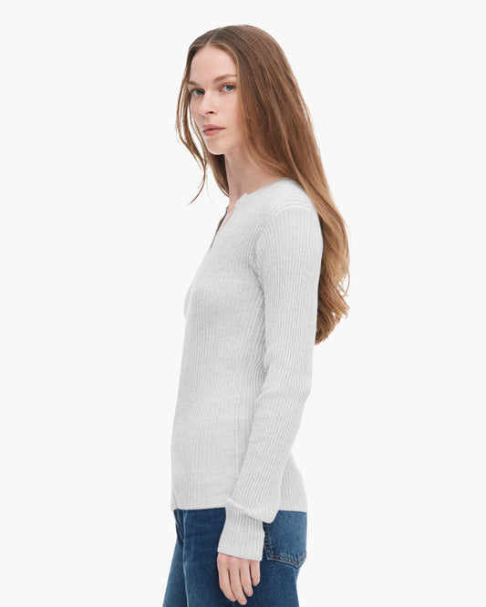 Cotton Cashmere Ribbed Cardigan