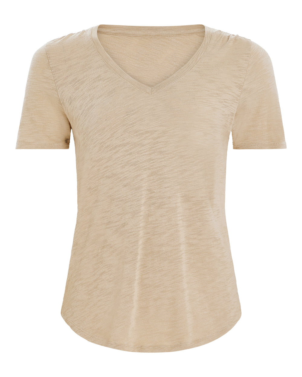 Slub Jersey Classic V-Neck-Dune