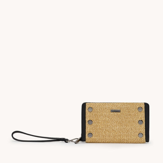 Bryant Wallet-Noir Smooth Raffia