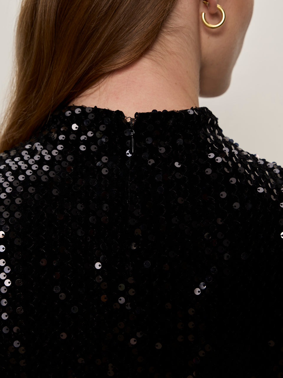 Funnel Neck Sequin Top