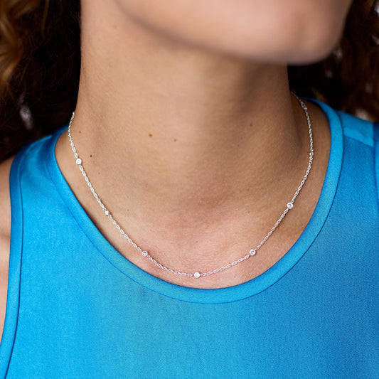 Silver Celeste Station Necklace