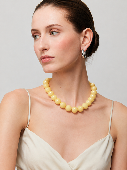 Small Beads Necklace-Lemon Marble