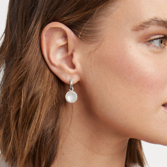 Silver Fleur-de-Lis Hoop and Charm Earring