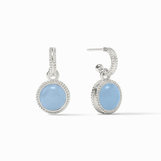 Silver Fleur-de-Lis Hoop and Charm Earring