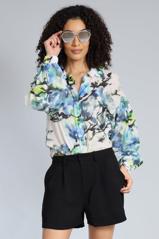 Ink Flower Cotton Voile Shirt