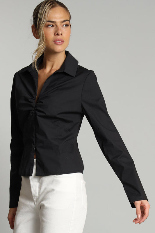 Stretch Poplin Zip Front