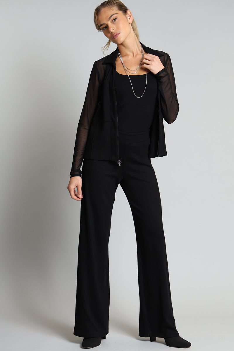 Ponte Mesh Fitted Top