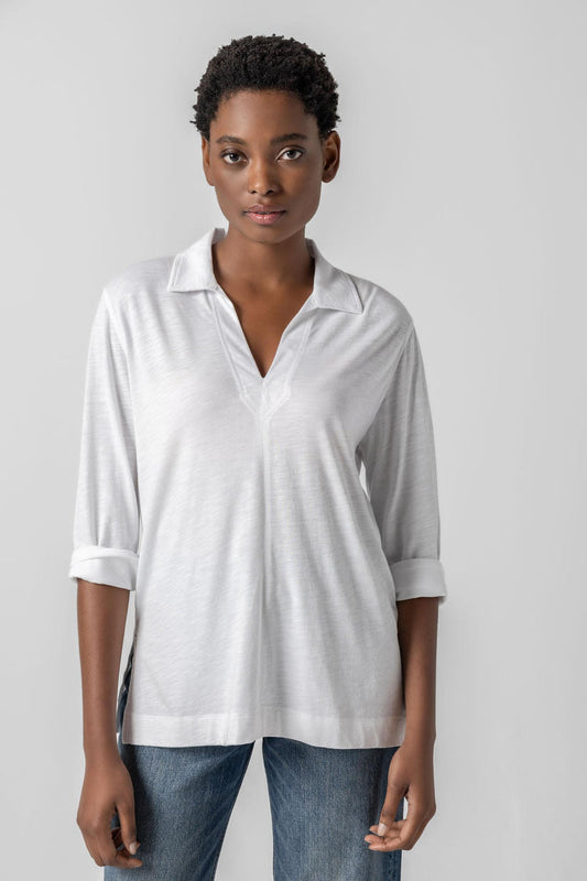 3/4 Sleeve Split Neck Tunic