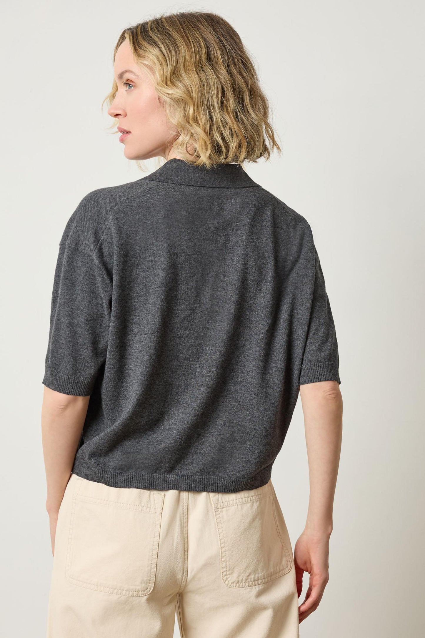 Drop Shoulder Polo Neck Sweater