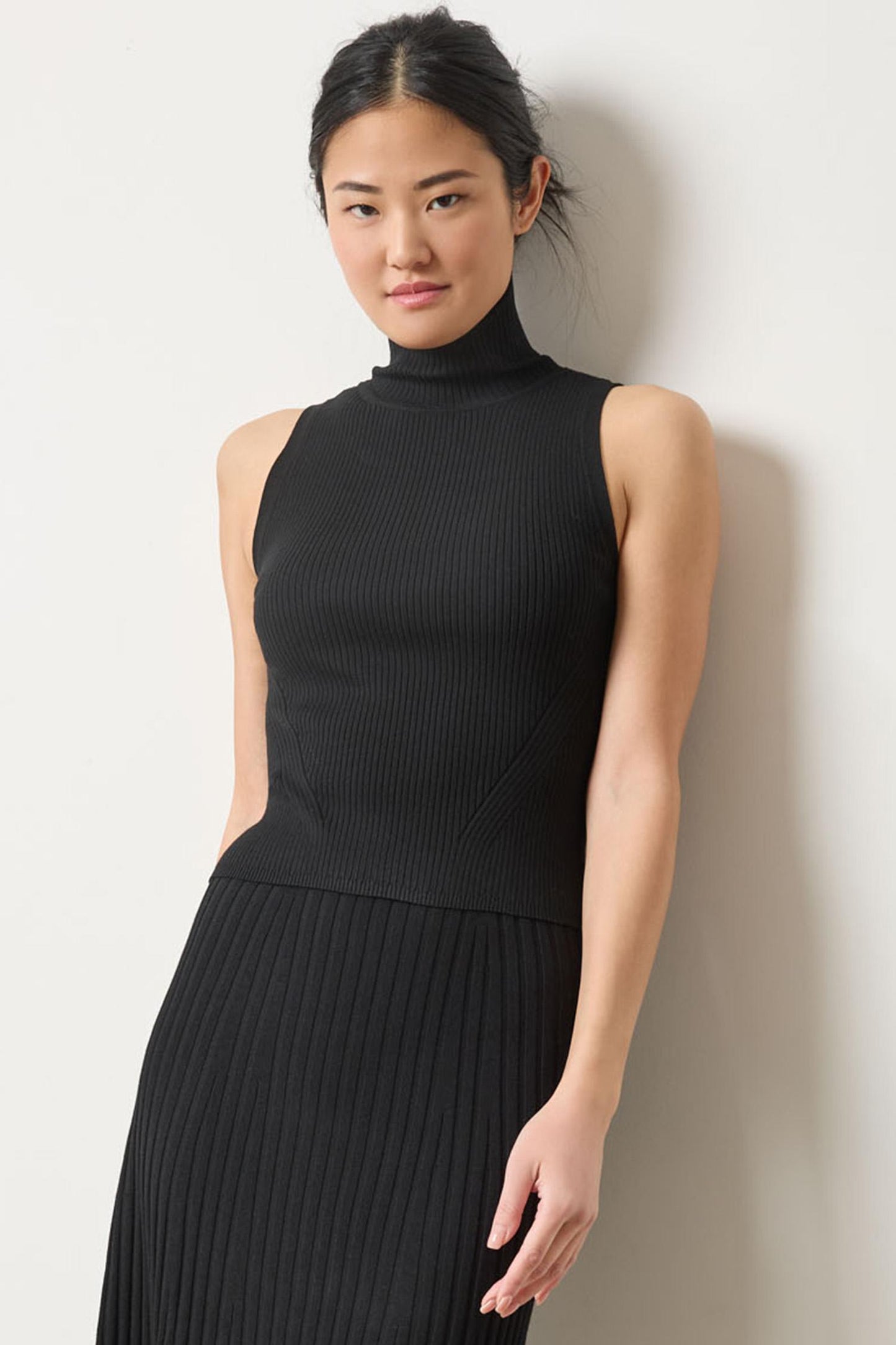 Rib Turtleneck Shell Sweater
