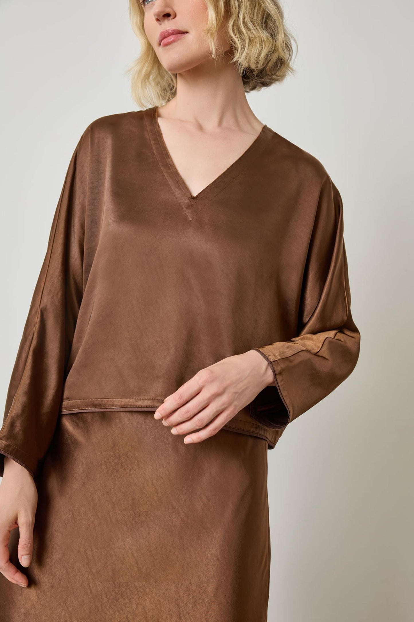 Satin V-Neck Dolman