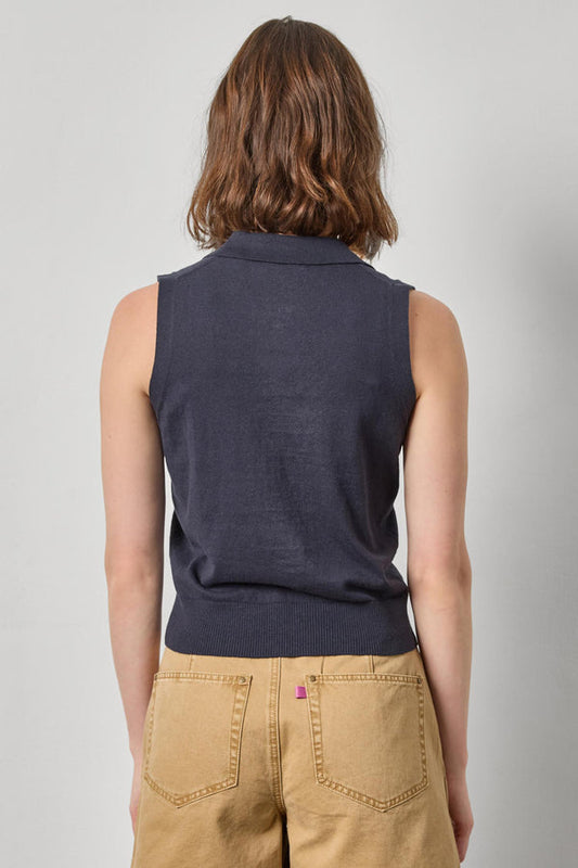 Sleeveless Polo Sweater