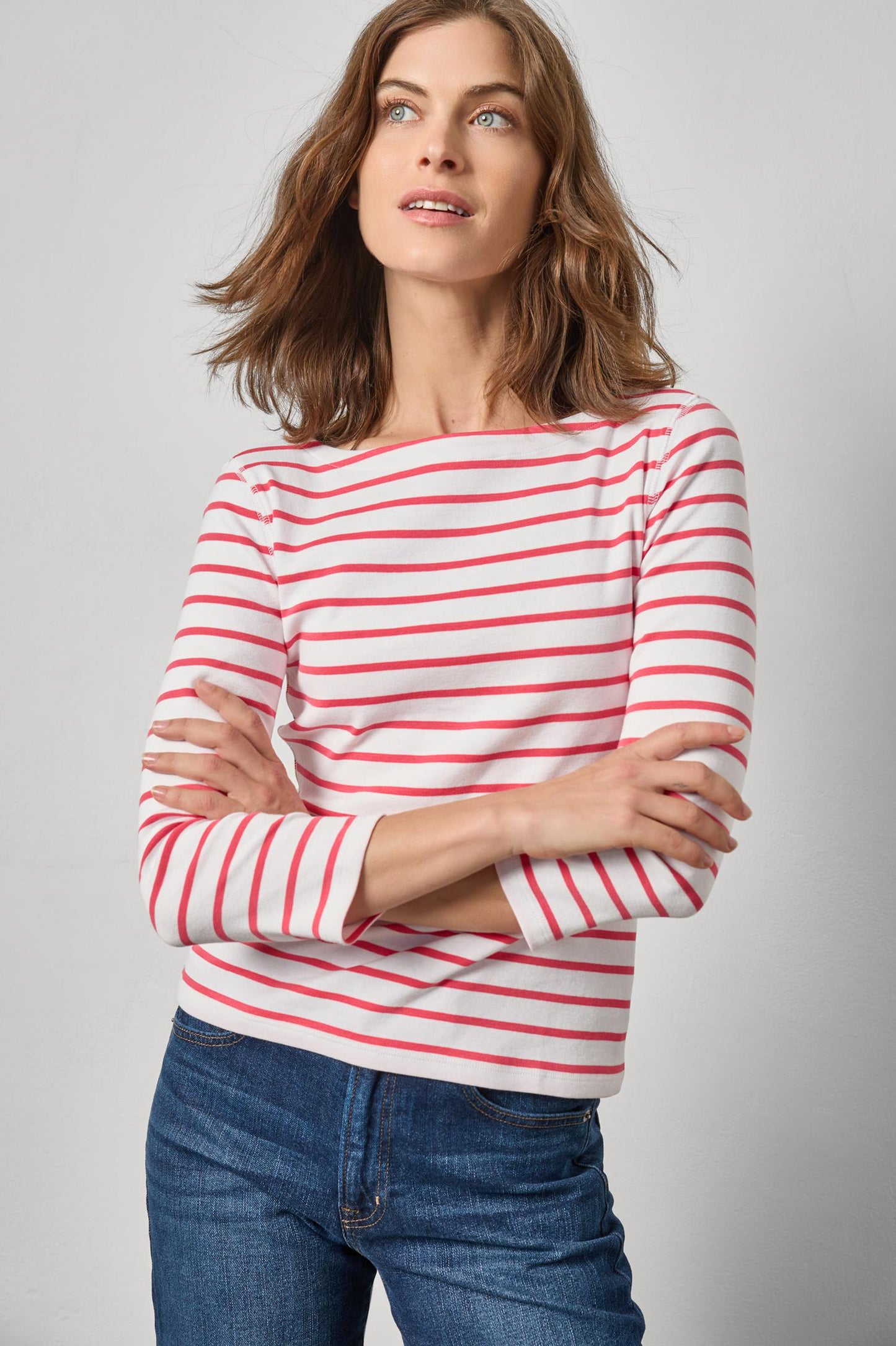 Rib Stripe 3/4 Boatneck