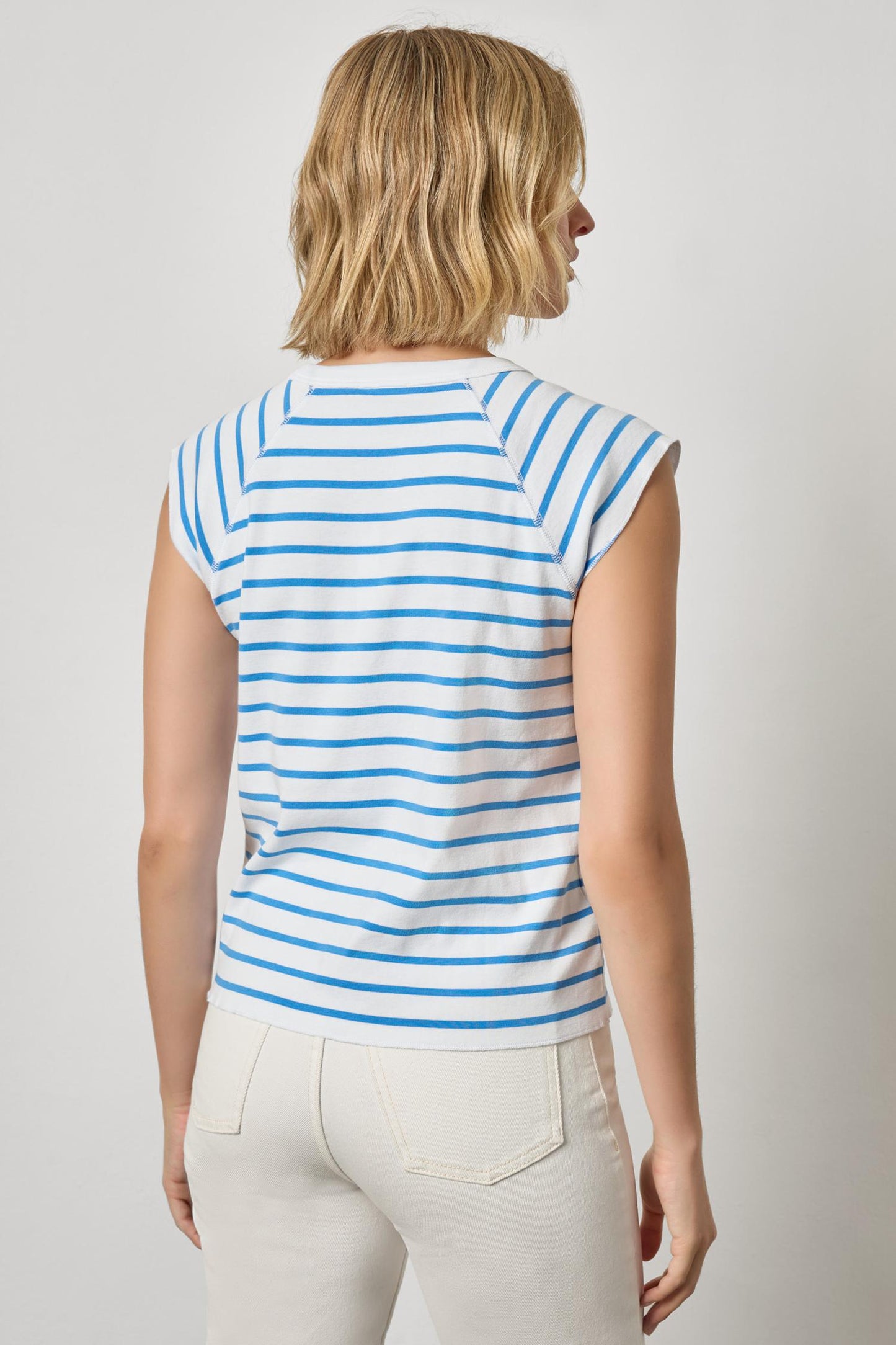 Rib Stripe S/S Scoop Neck