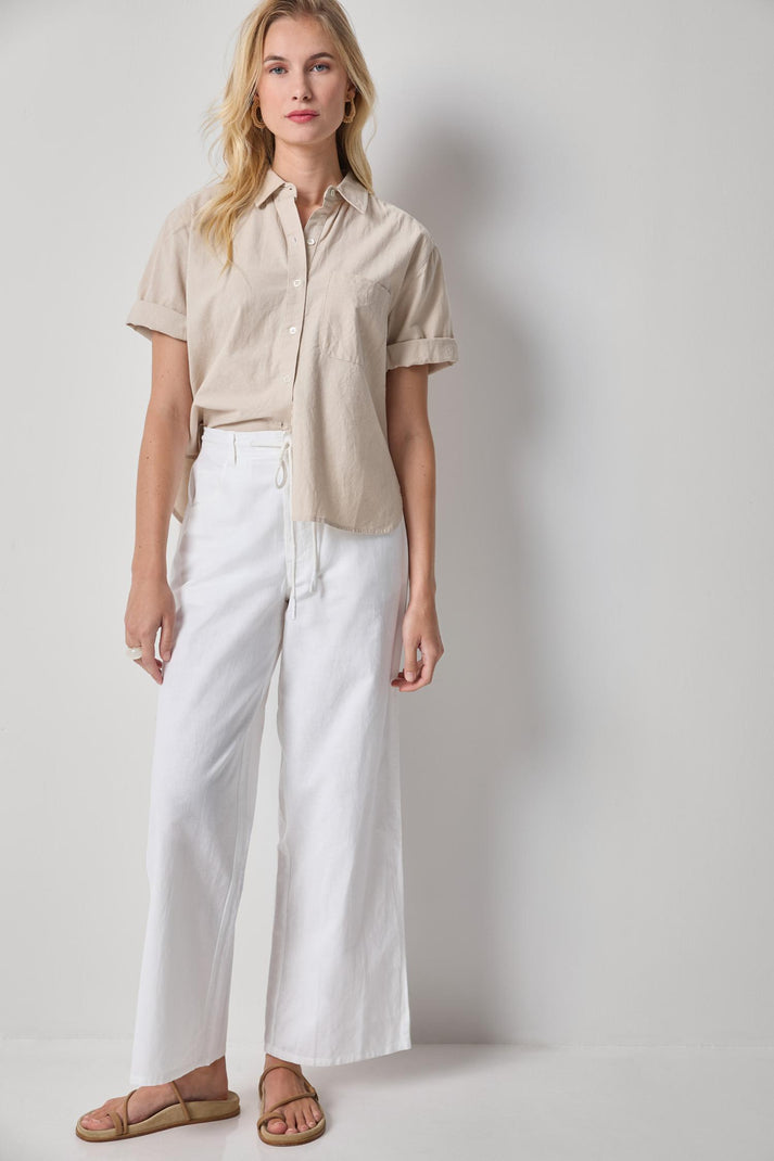 Linen Blend Straight Leg Pant