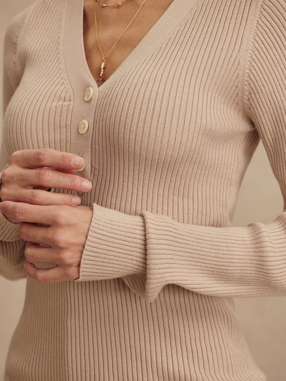 Blanca V-neck Rib Knit Top