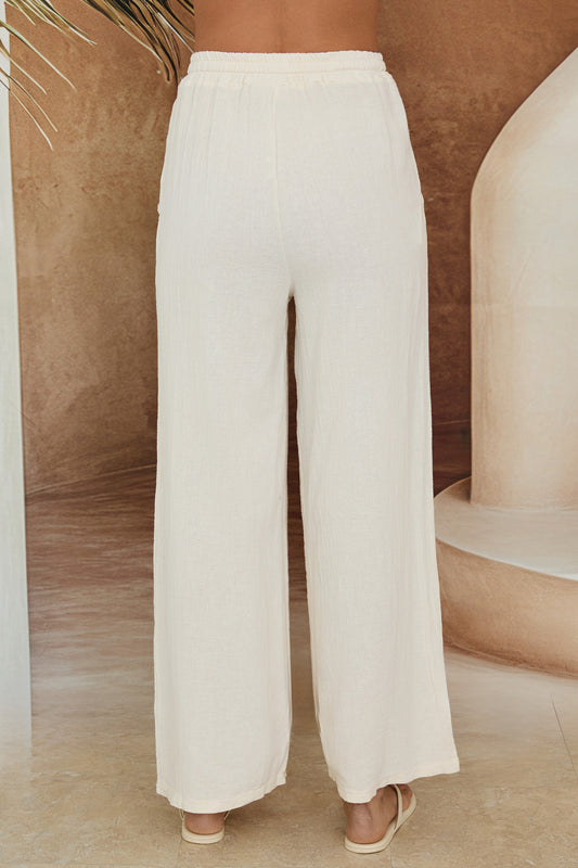 Textured Cotton Drawstring Pant