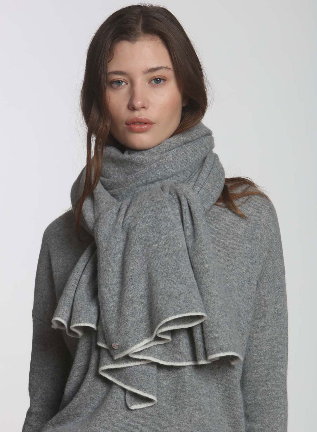Label and Thread Core Cashmere Boyfriend Vee grey cashmere sweater at Grapevine