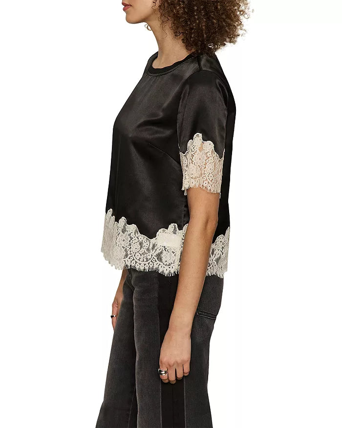 One-of-a-kind Satin Lace Top