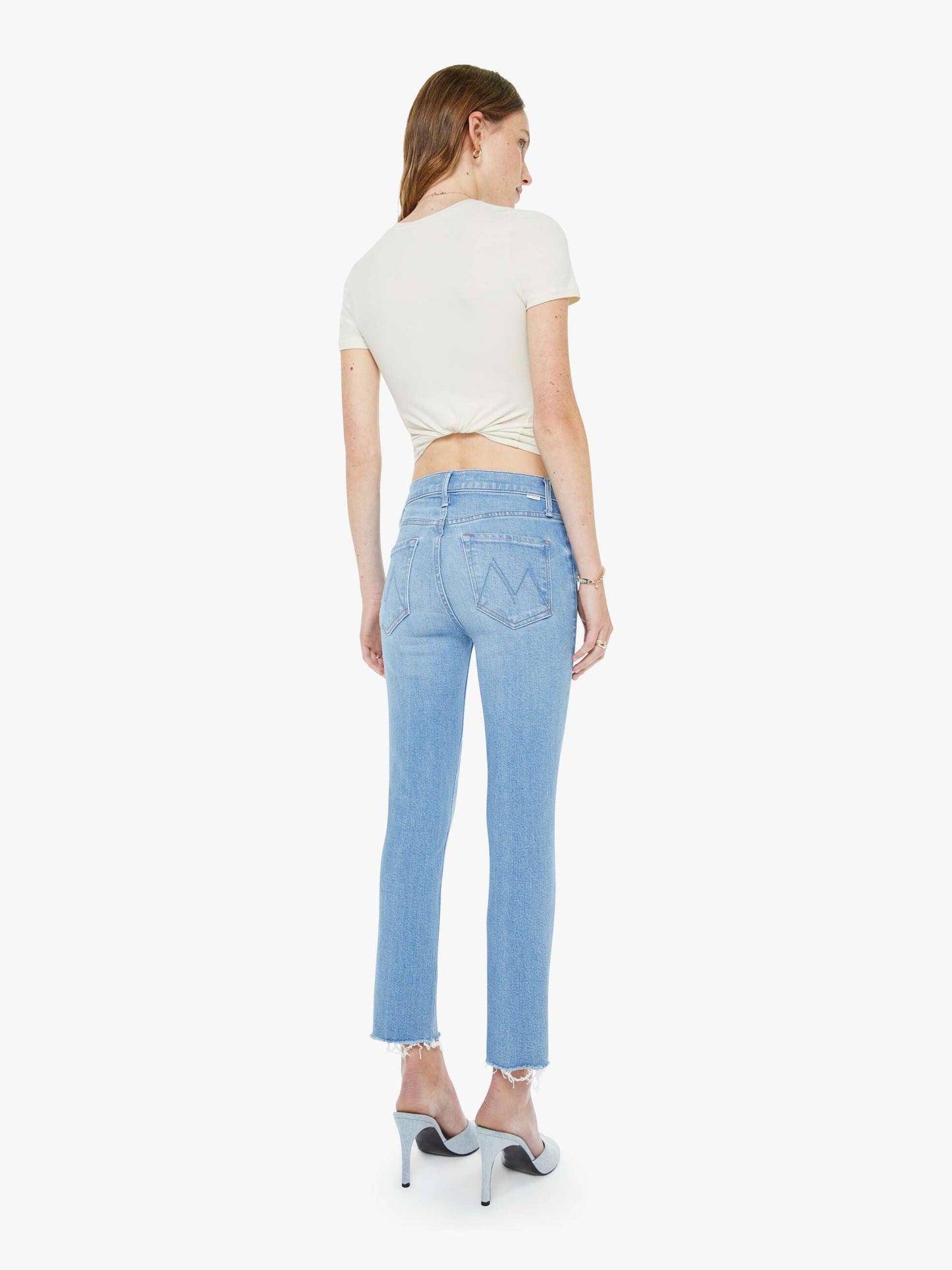 Mid Rise Dazzler crop fray