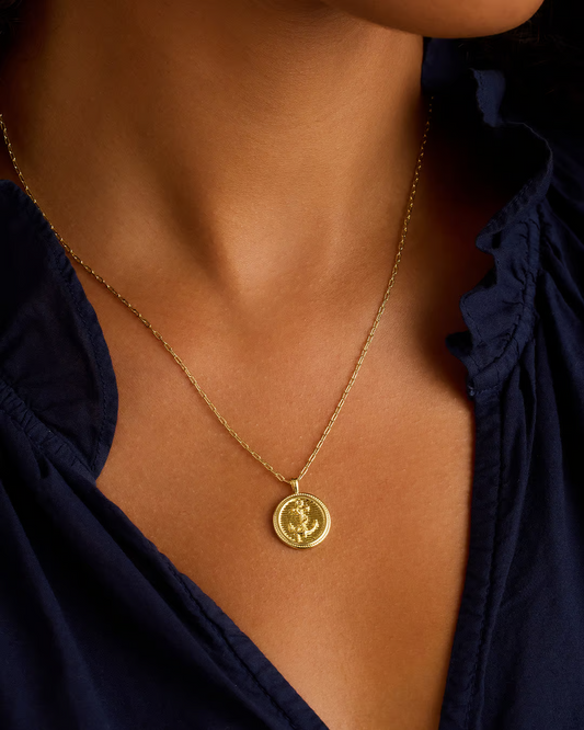 Anchor Coin Necklace-Gold