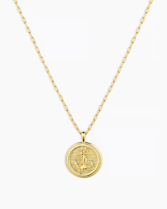 Anchor Coin Necklace-Gold