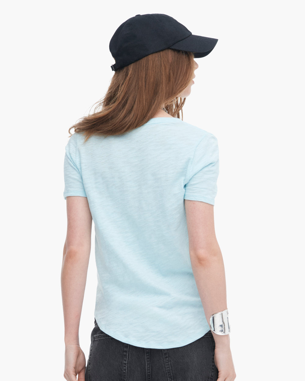 Slub Jersey Classic V-Neck-Ocean Blue