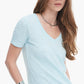 Slub Jersey Classic V-Neck-Ocean Blue