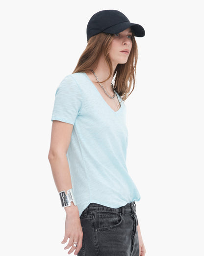 Slub Jersey Classic V-Neck-Ocean Blue
