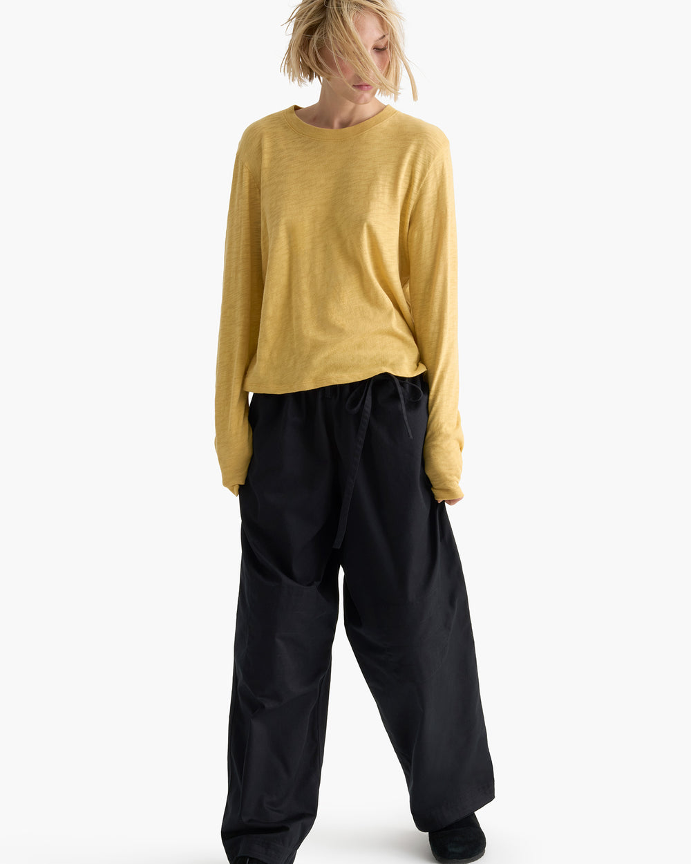 Slub Jersey Long Sleeve Crop Tee
