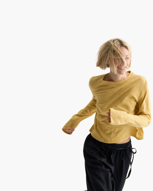 Slub Jersey Long Sleeve Crop Tee