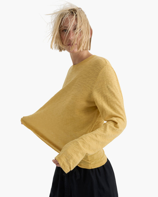 Slub Jersey Long Sleeve Crop Tee