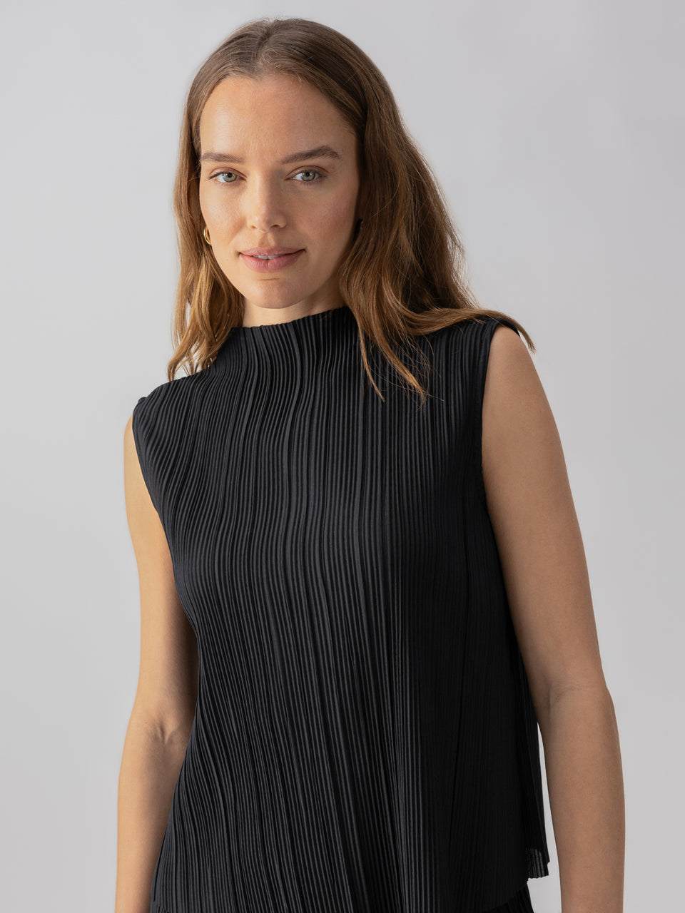 Plisse Mock Neck