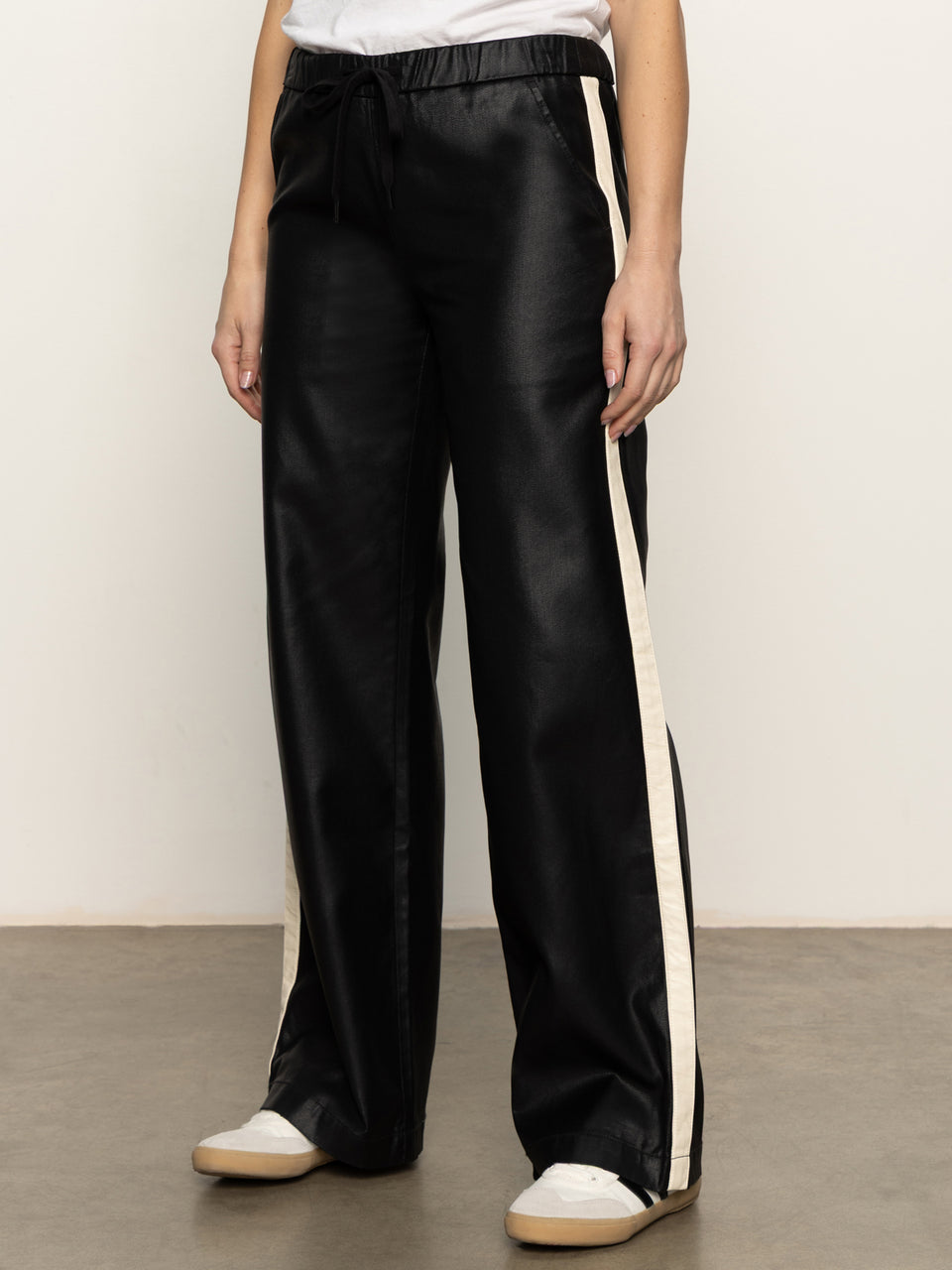 【PERSTEP】23FW★ Grain pigment wide pants Stretch Crepe Pleated Wide Leg Pants