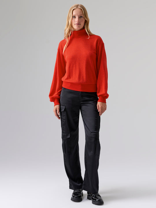 Ruched Slv Turtleneck