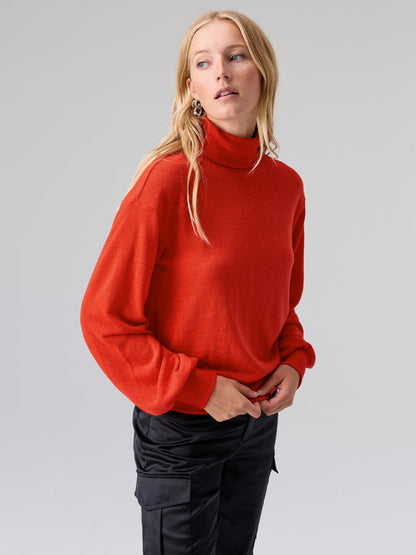 Ruched Slv Turtleneck