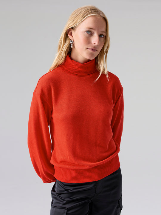 Ruched Slv Turtleneck