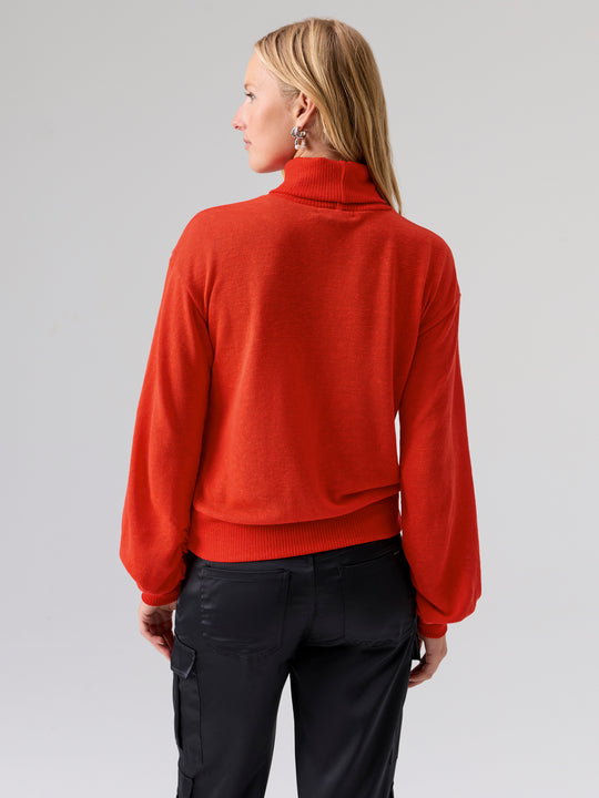 Ruched Slv Turtleneck