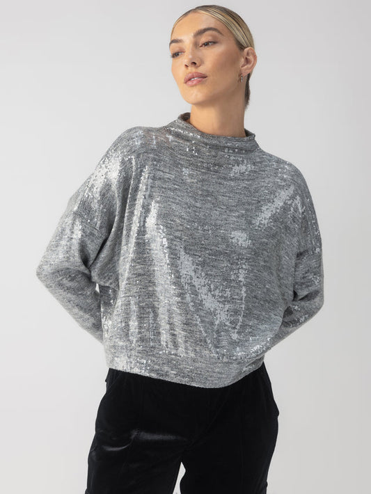 Sequin Funnel Neck