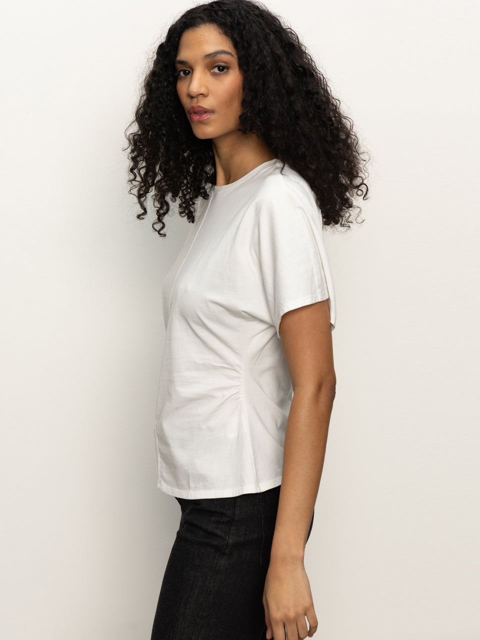 Shirred Waist Dolman Tee