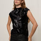 Funnel Neck Sequin Top