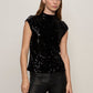 Funnel Neck Sequin Top