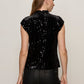 Funnel Neck Sequin Top