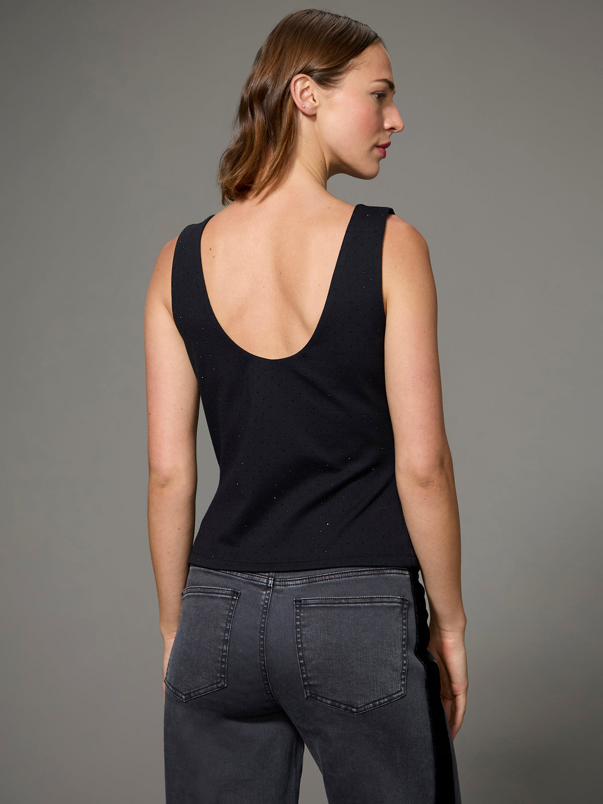 Rhinestone Scoop Back Tank